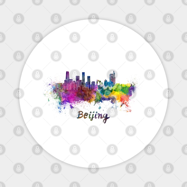 Beijing skyline in watercolor Magnet by PaulrommerArt